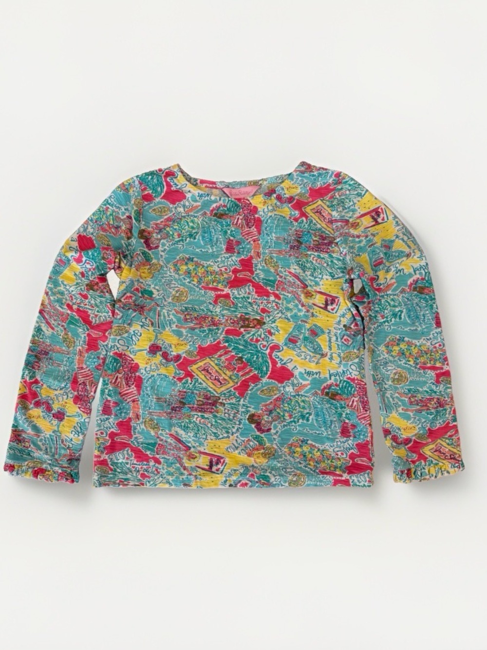 Lilly Pulitzer Girls Cassie Top Shirt In the Beginning Print Large L Size 8-10